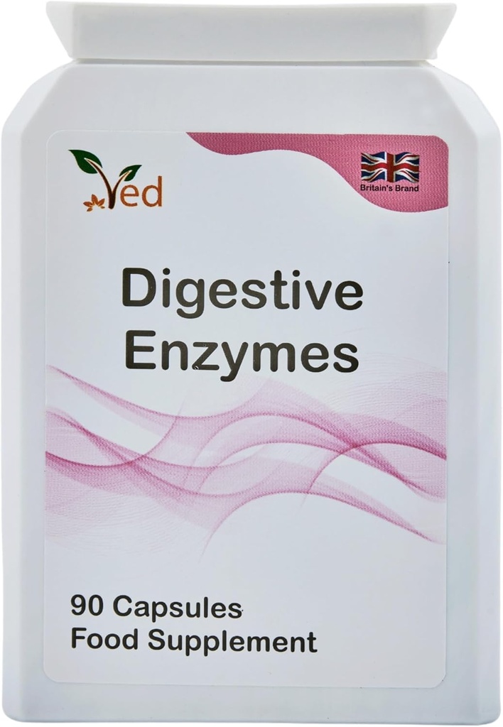 Ved Digetical Enzymes, Comprehensive Food Intoleransi Kompleks, Target Multiple Intoleransi Termasuk Gluten, Laktosa & Casein, 90 Vegan Capsules (45 Days Supply)
