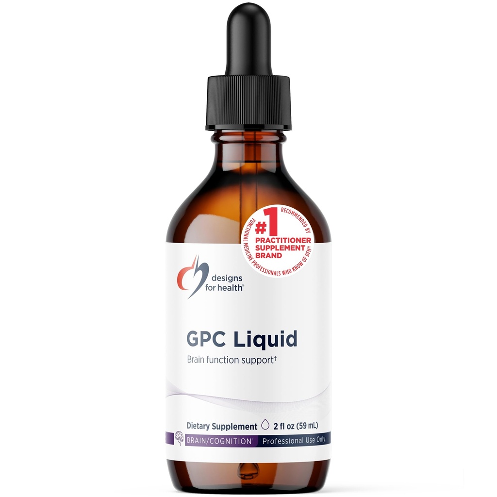 Design for Health GPC Liquid Drops - 600mg Soy Free Alpha Glycerophoscholine Suplement, Non-GMO GPC Choline from Sunflower Leciph - Supports Healthy Brain Charction (30 Servings / 2oz)