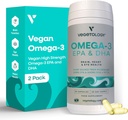 Suplemen Vegan Omega 3 - EPA, DHA Suplemen & Vitamin D3 - Suplemen Algae Omega 3 untuk Otak, Mata & Heart Kesehatan - untuk Anak-anak & Dewasa (120 Katup)