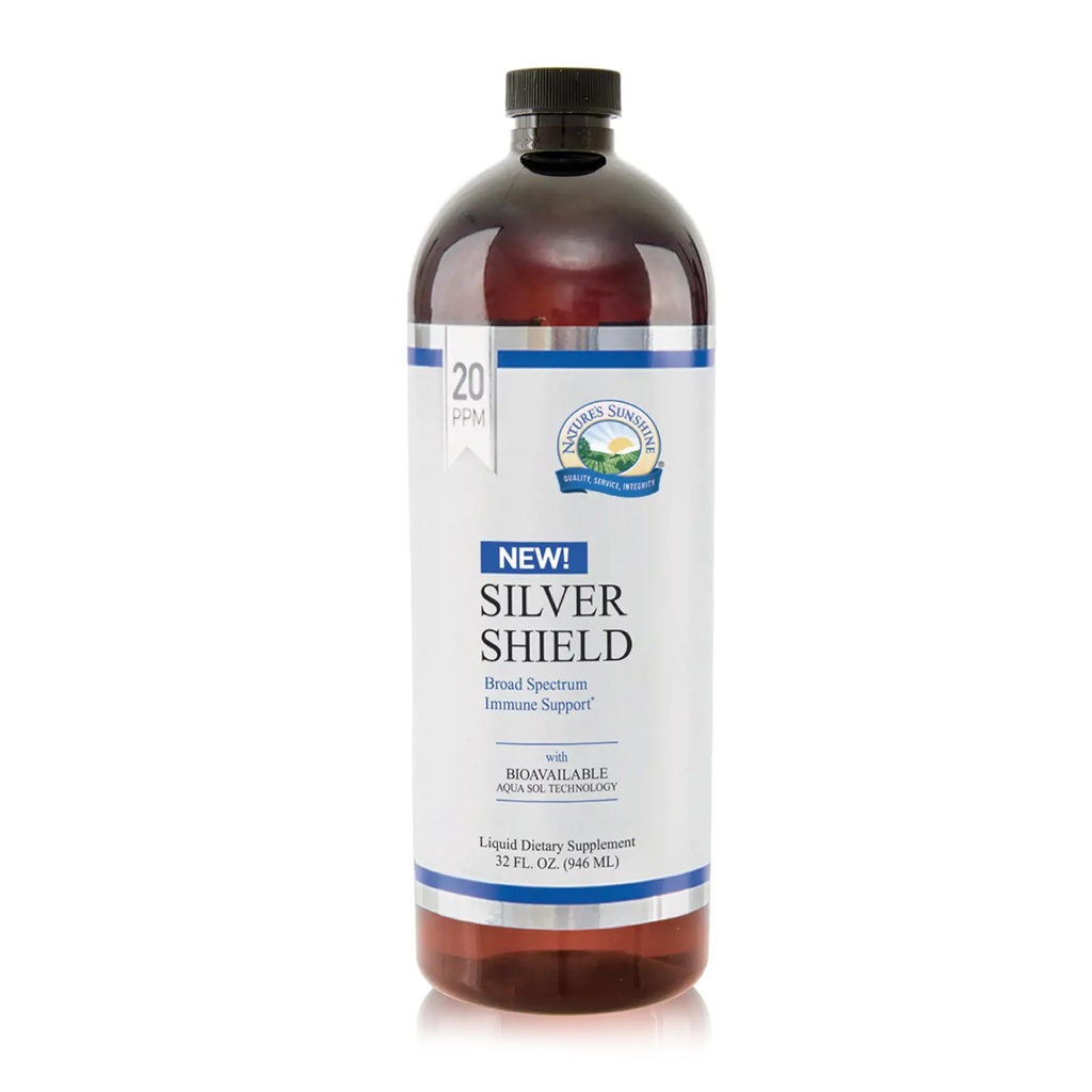 Nature 's Sunshine Silver Shield Liquid, 32 Fl Oz 124; Colloidal Silver Liquid dengan Aqua Sol Technology Menyediakan Dukungan dan Perlindungan Imune