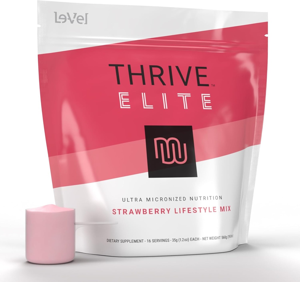 Thrive Elite Protein Shake 124; Gluten-Free, Protein Blend with BCAAs, Proxymes & Enzymes 124; 16 Serving - Scoop Serves, Strawberry