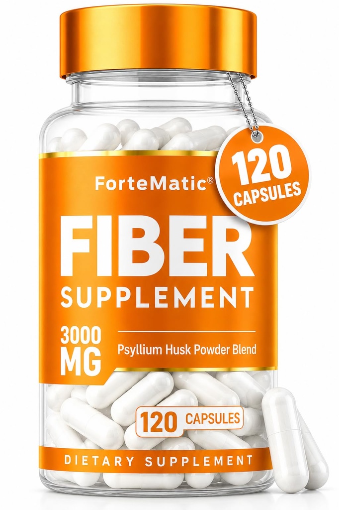 AS 'S Most Fiber Rich Supplement 120 Capsules Mega Dose 3000mg Blend Psyllium Husk, Aloe Vera, Chia Benih & Flaxseed Powder Gut Kesehatan, Bersih, Sembelit