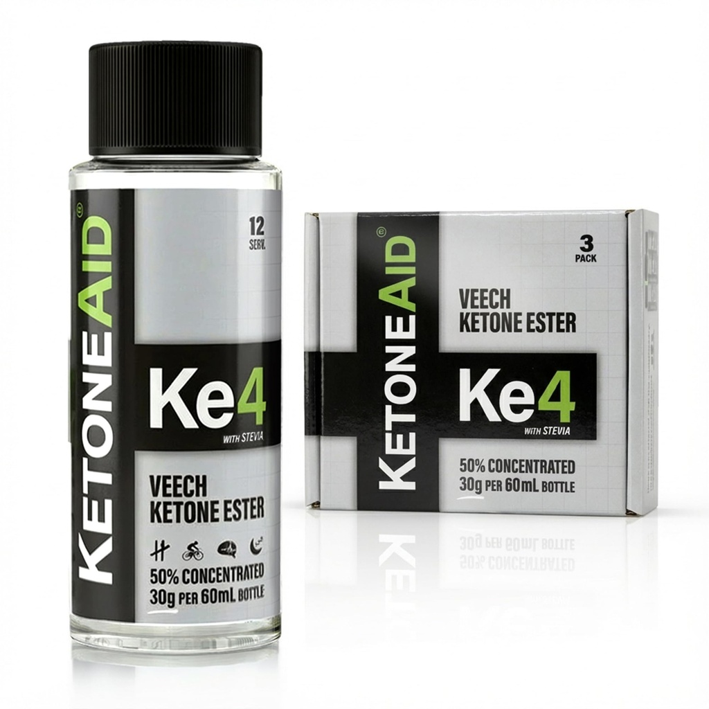 KetoneAid Ke4 Ketone Ester konsentrasi 124; Bukan Garam Keton, Tanpa Gula, Tanpa Kafein 124; D-BHB Ester 124; 12 Serving Per Botol (3 Cacah)