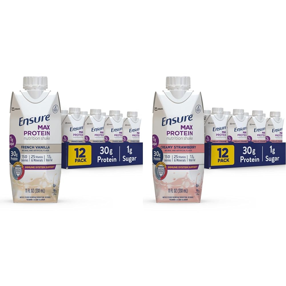 Pastikan Max Protein Nutrition Shake dengan 30g dari Protein & Max Protein Nutrition Shake dengan 30g Protein, 1g Sugar, High Protein Shake, Creamy Strawberry, 11 flyoz, (Paket 12)