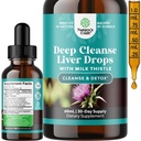 Deep Liver Cleanse, Detox & Repair with Milk Thistle Liquid Drops - Liquid Detox Liquid Extract with Dandelion Leaf, Ginger & Turmeric Curcumin for Immunity & Daily Cleanse - 2Fl OZ