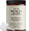 LifeCell Whey Protein - Anti- Aging Muscle Builder dengan Shiitake Mushroom, Collagen & Hyaluronic Acid - Tanpa rasa, tanpa gula Ditambahkan, Bebas, Bebas Glutten- Bebas, 600g (18 Hamba)