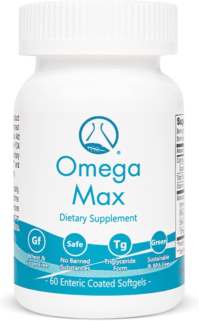 Omega Max - 60 Ct Entertaic dilapisi, Tanpa Burp Fish Oil I Omega-3 EPA DHA Suplemen I Heart, Vision, Brain & Imune Dukungan, 2000mg / service