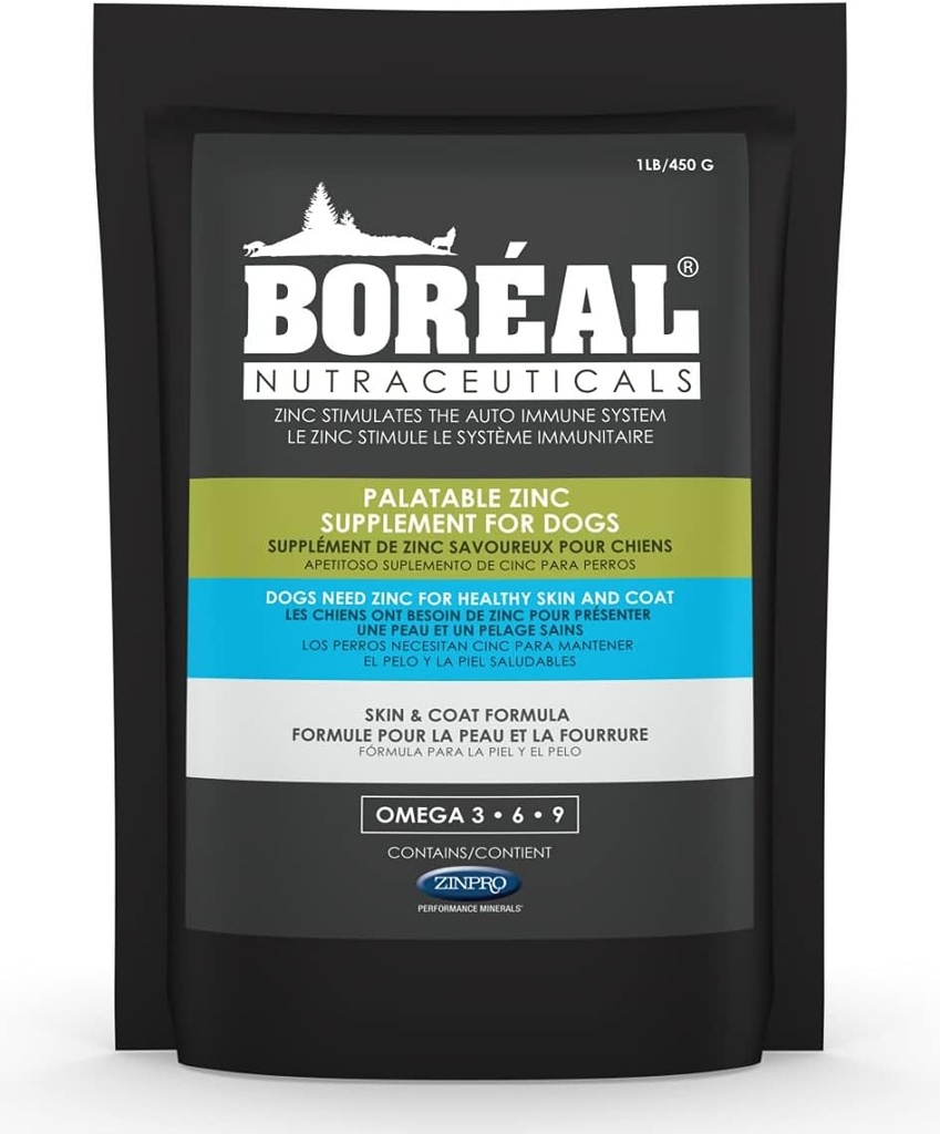 Boréal Palatable Zinc Tambahan untuk Anjing 16 oz Re- Sealable Bag