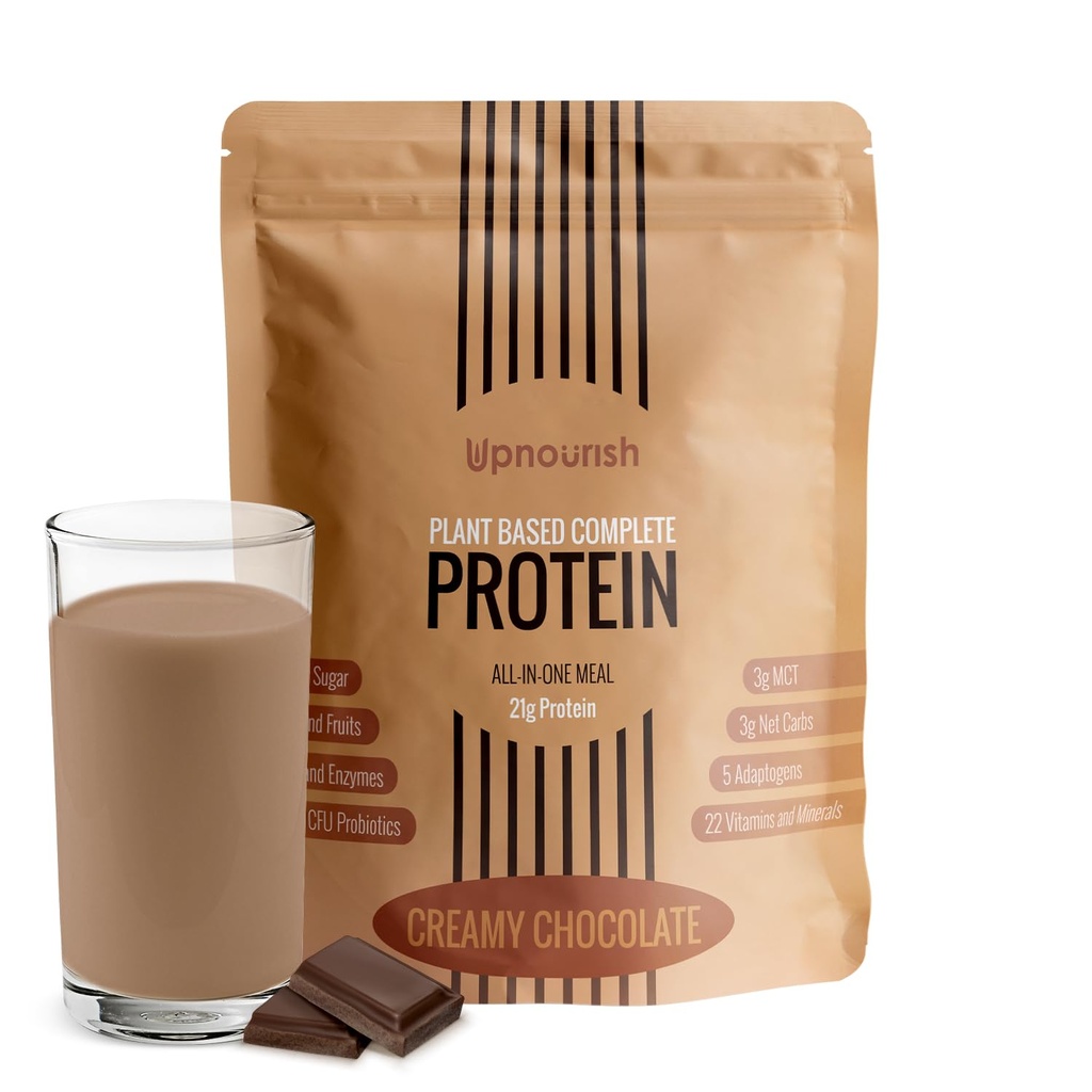 Upnfedered Chocolate Vegan Powder 54 Superfood Popper, 1.5 Milyar CFU Progories 21g Plant Based Protein, No Sugar No Dairy No GMO Dairy Free, Meal Replacement Shake Keto- Friendly Lower -Carb Diet, 15 Pegawai