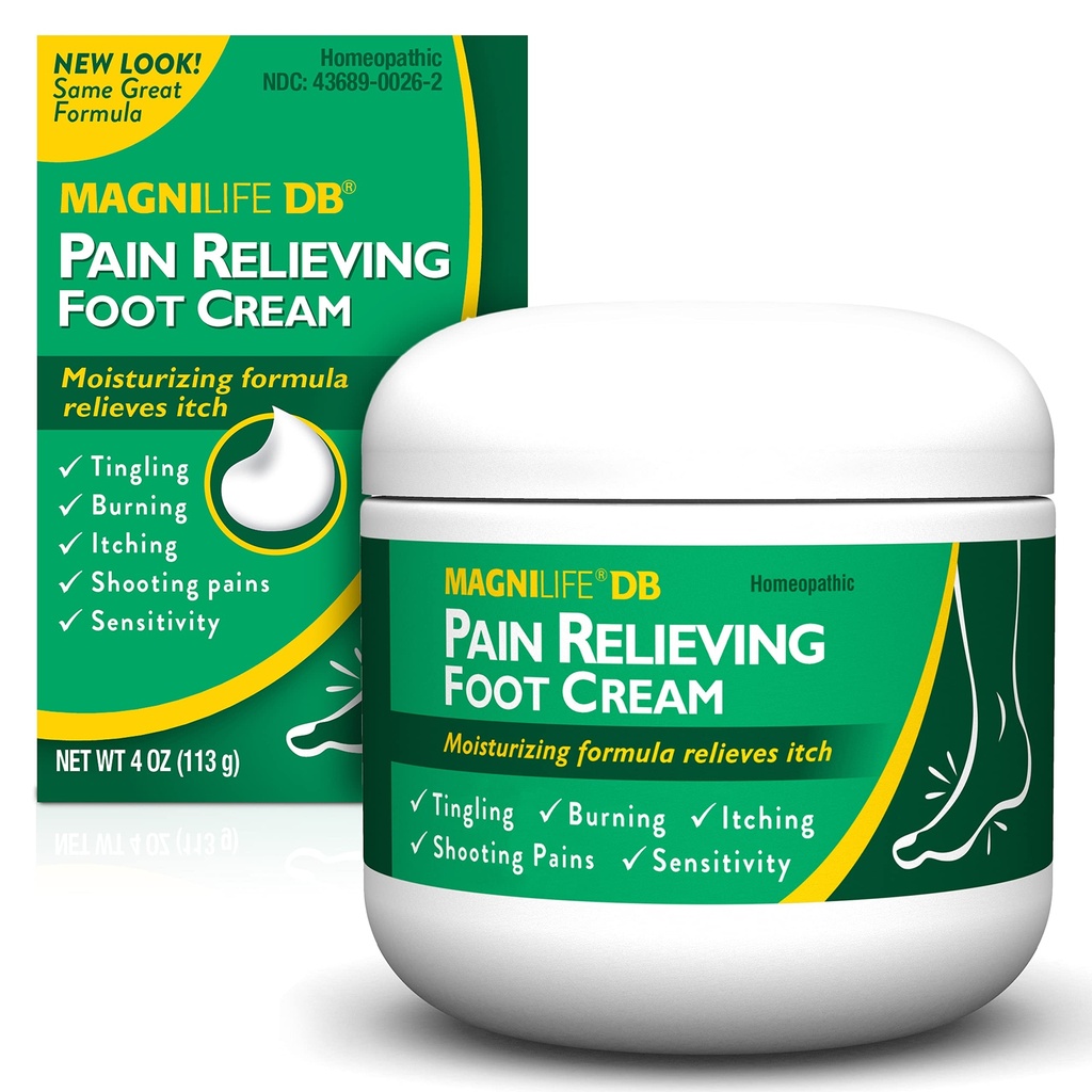 MagniLife DB Foot Cream, Calming Relief for Burning, tingling, Shooting & Stabbing Foot Sensations - Soothes Dry, Cracked, Itchy, Sensitive Skin (4 oz Jar)