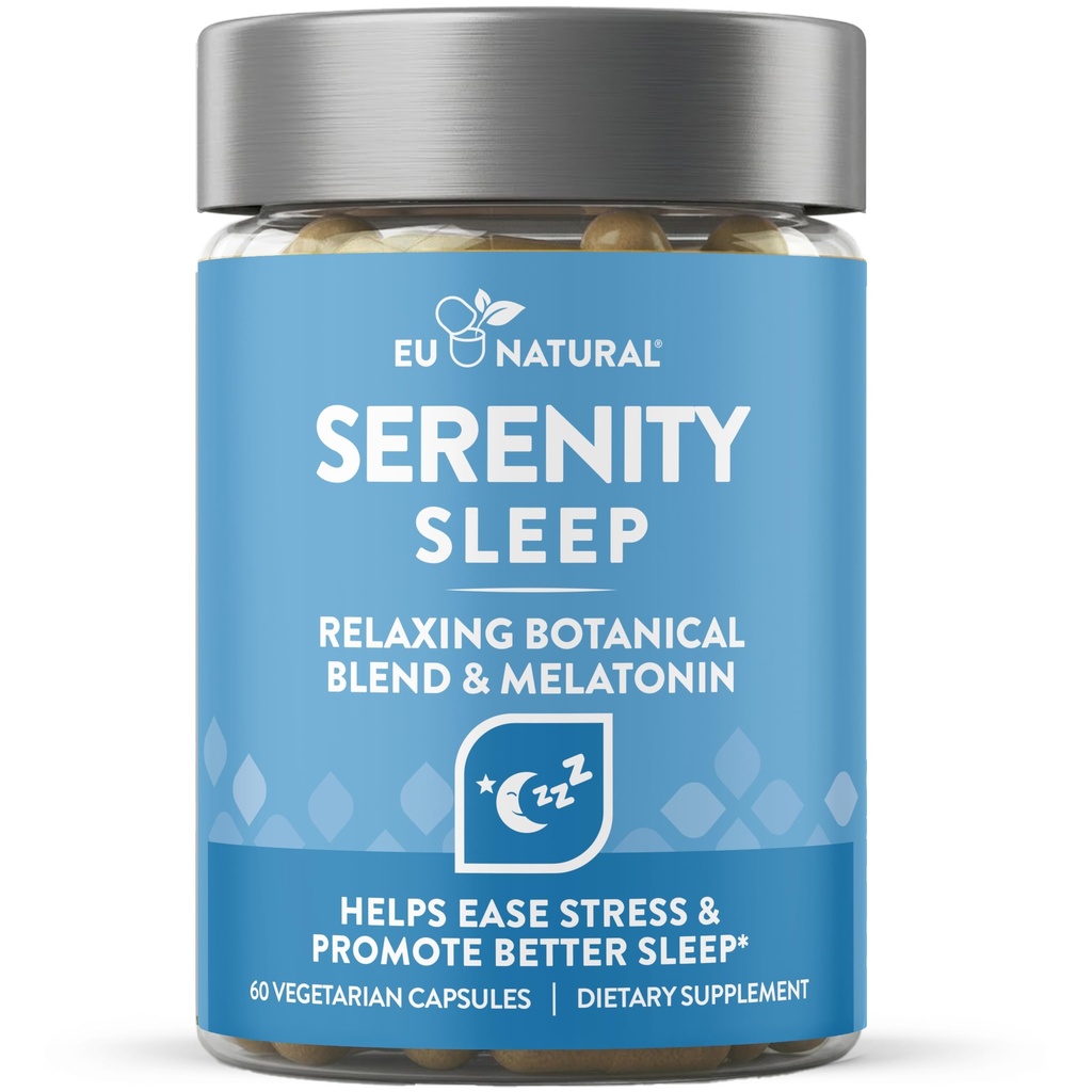 Serenity Sleep Natural Sleep Aid - Mampu Blend of Magnesium, Valerian Root dan Meltonin - Natural Sleep Aid - Non-Habit- Forming Way to Relax dan Get a Good Night 's Sleep - 60 Vegan Soft Caps