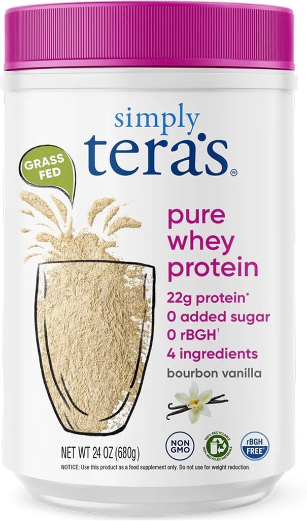 Cukup tera Whiy Protein Powder murni - Rumput Fed Vanila Whey Protein Powder, Clean, Made Without Artificial Sweeteners, Non-GMO, Kosher, rBGH-Free, Soy-Free-24 Oz