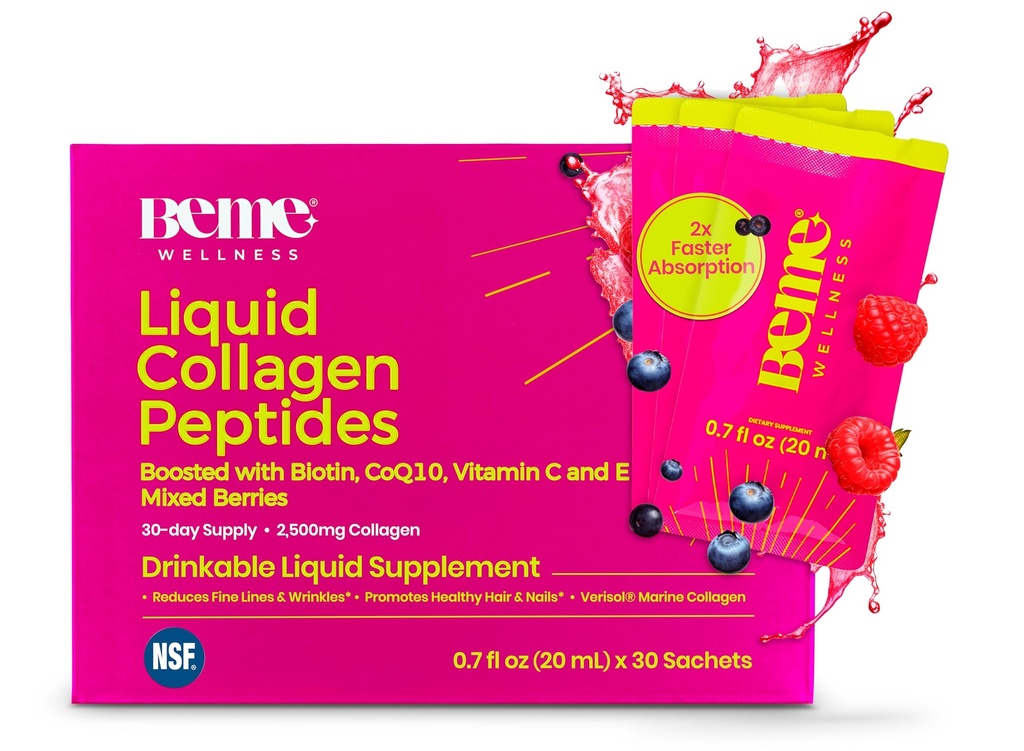 Collagen Liquid BeMe untuk Perempuan - 2500mg Verisol hydrolyzed Marine Liquid Collagen - Clinical Tested Collagen Suplemen - Cepat Absorpsi, biovability - Support Skin, Hair & Nails