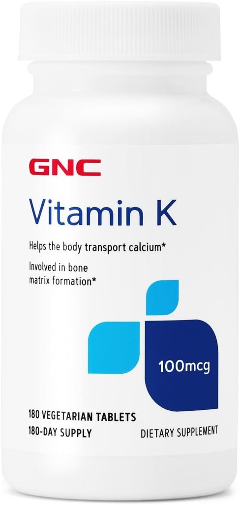 GNC Vitamin K 100mcg, 180 tablet, Membantu Tubuh Transportasi Kalsium
