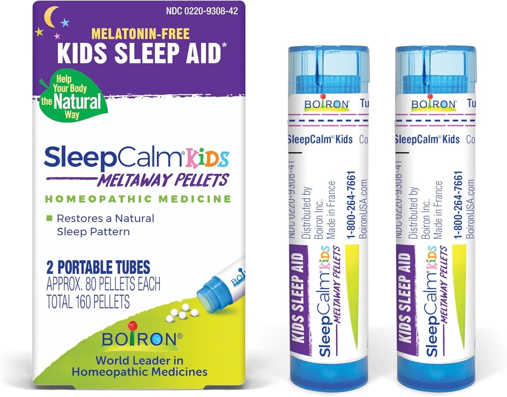 Boiron SleepCalm Kids Sleep Aid for Deep, Relaxing, Restful Nighttime Sleep - Melonder- Free and Non Habit- Forming - 2 Count (160 Pellets)