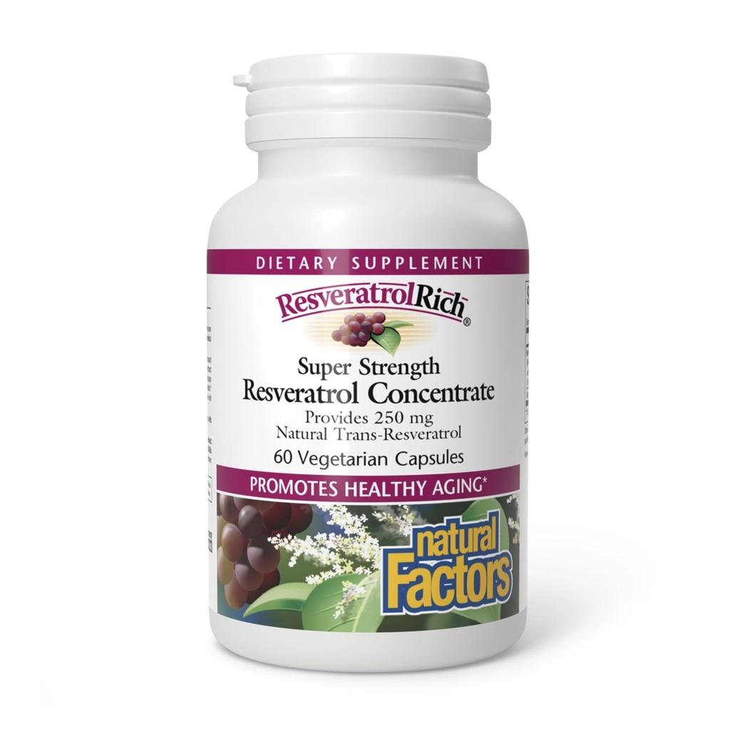 ResveratrilRich oleh Faktor Alam, Super Power Resveratrol Konsentrasi, Promotes Penuaan Sehat, 60 kapsul (60 porsi)
