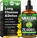 Mulein Drops for Lungs, 3-in- 1 Mullein Extract Leaf for Lungs Health, Herbal Respiration Lung Health Supplemen, Dukung Wellness Imune & Digetical, Sugar & Alcohol- Free - 2 FL OZ