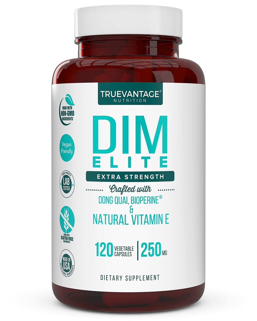 Tambahan DIM 250mg (Diindolylmetana) -Plus Dong Quai, Vitamin E & BioPerine Alami - Pendukung Bantuan Menopause & Hormonal Acne -Hormone Balanding Dukungan Bagi Perempuan dan Caps Men-Veggie