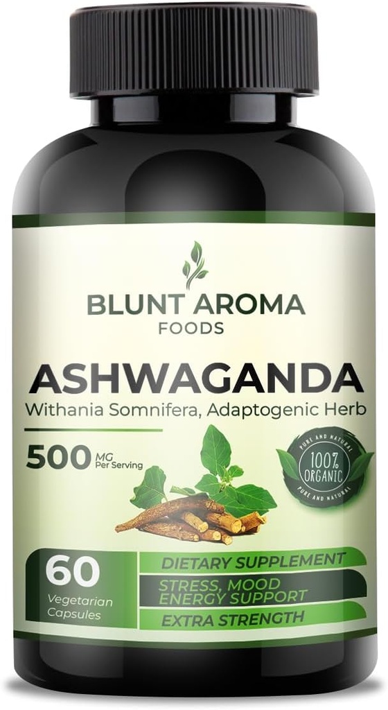 Ashwagandha Extract Capsule - Kekuatan Besar 5200 mg Powder. Blended Ginger Root, Turmeric Curcumin, Alkanet Root dan Black Pepper - 60 Kapsul - 2 Bulan Supply