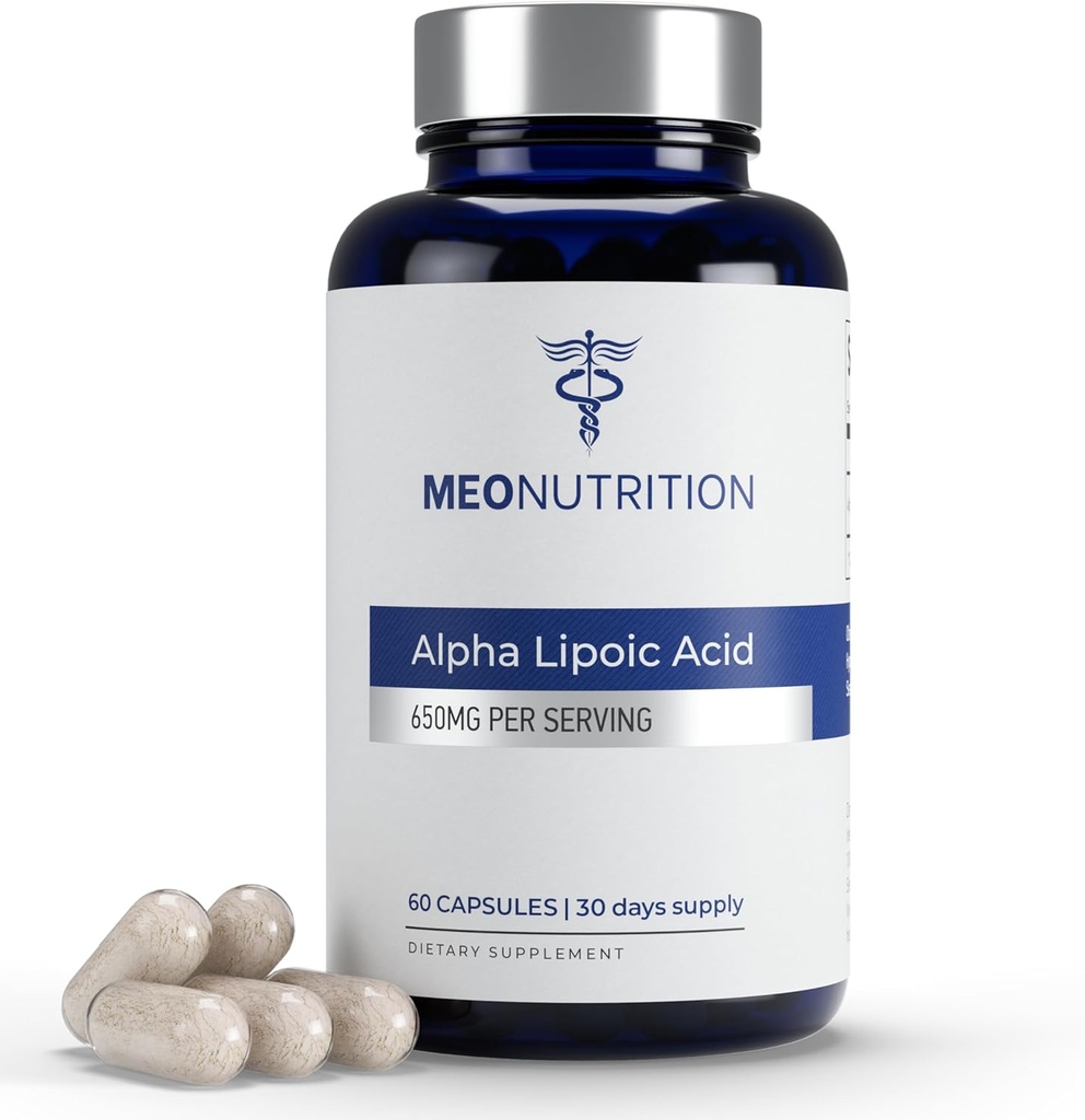 Alpha Lipoic Acid 650mg - 60 Capsules 124; Non-GMO, Gluten-Free, GMP Cerdentifikasi Affed 124; Supports Antiokidant Health & Metabolic Wellness 1124; Dibuat di USA