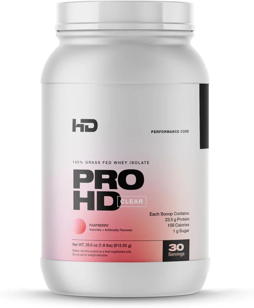 HD GentiCLE ProHD Clear Whey Protein Powder 124; 100% Grass Fed Whey Isolate 14; 23.5g Protein 124; Low Sugar, Gluten Bebas, Mudah Digest 124; 30 Pelayan (Raspberry)