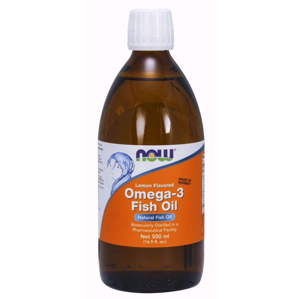 Suplemen SEKARANG, Omega-3 Cair Minyak Ikan, Molecully Distilled, Lemon Flavored, 16,9- Ounce