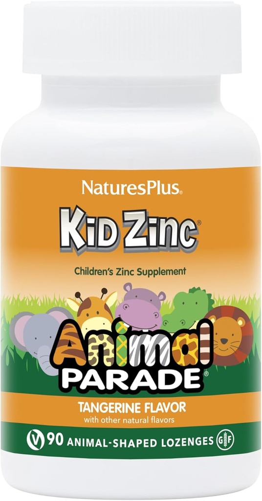 Natuture Plus Animal Parade KidZinc, Tangerine Flavor - 90 Animall-Shaped Lozenges, Pack of 2 - Organically Cholated Zinc - Vegan, Gluten Free - 180 Total Servings