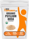 BulkSuplements.com Organic Psyllium Husk Powder - Psyllium Husk Powder for Baking, Fiber Suplement - Gluten Free, 1.4g per Serving, 500g (1,1 lbs) (Paket 1)