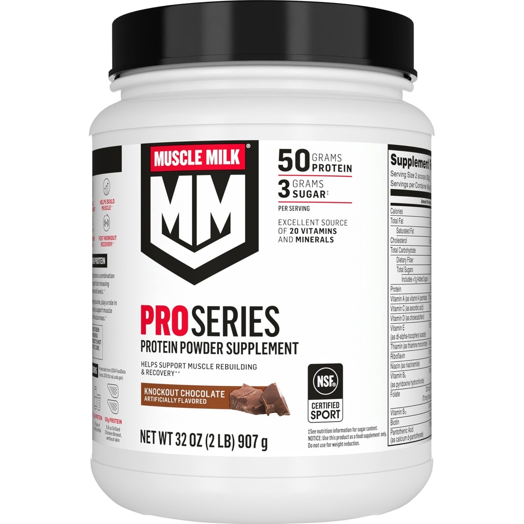 Tambahan Seri Susu Pro Protein, Cokelat Knockout, 2 Pound, 11 Pelayan, 50g Protein, 3g Sugar, 20 Vitamin & Mineral untuk Olahraga, Pemulihan Kerja, Paket Mei Vary