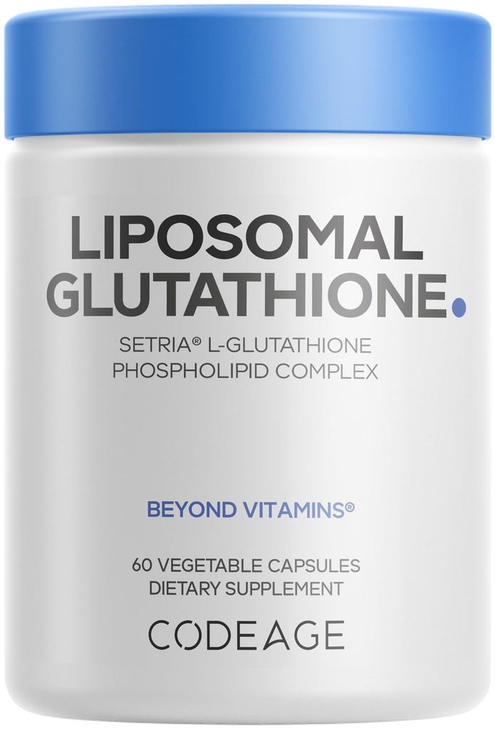 Codeage Liposomal Glutathione Suplement - Pure Reduced Setria L- Glutathione, Lipomal Delifeal, Phospholipid Complex - Encapsulated Glutathione Powder Pills - Vegan, Non-GMO - 60 Capsules