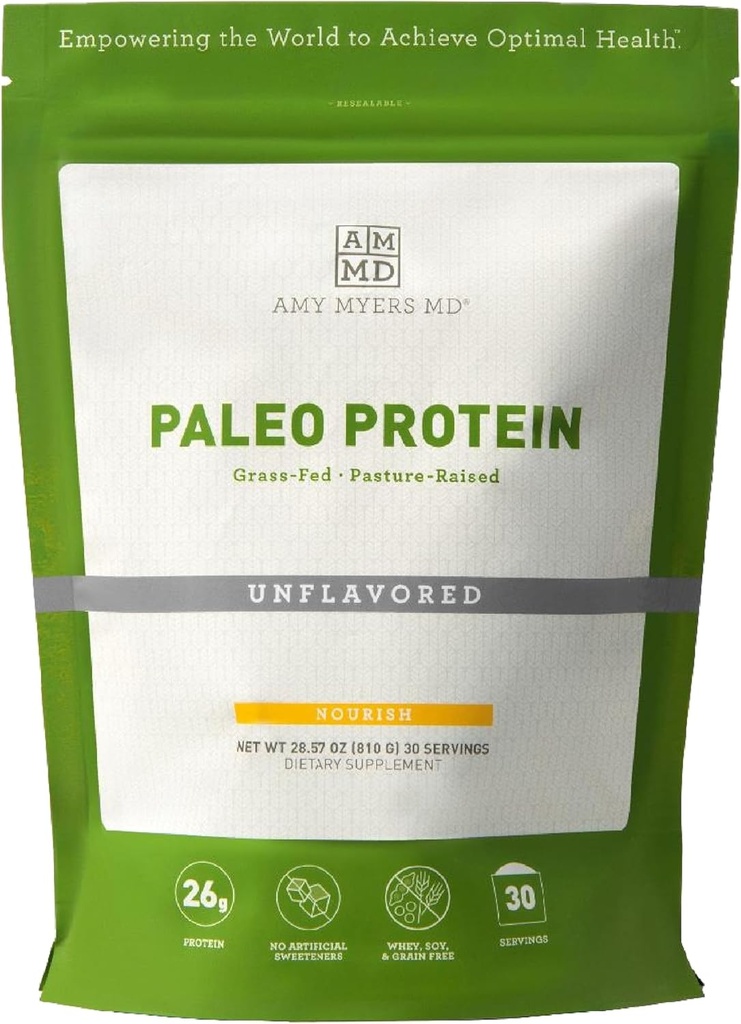 Amy Myers MD Paleo Protein Powder - Tak berselera, 20 Hamba - Kolugen- Dukungan Fungsi Gut Berbasis - Gluten- Bebas & Tanpa-Dairy Protein