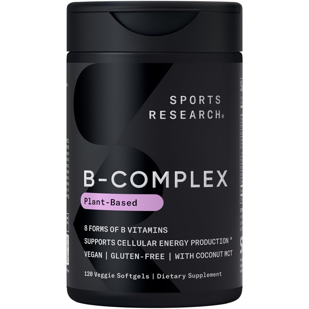 Riset Olahraga ® Vitamin B-Complex - Full Spectrum of B Vitamin with Methylated B12 & Foolate - Gluten Free Plant - Based