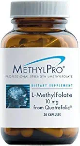 MethylPro L Methylfolate 10mg (from Quatrefolic) - Professional Strength L- Methyfolate Suplemen Otak dan Mood Suppplemen MTHFR (30 Kapsul)