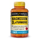 MASON NATURAL Magnesium & Vitamin D3 dengan Turmeric, 60 Day Suppply Dietary Suplemen dengan 500 mg Magnesium, 3000 IU Vitamin D3, dan 150 mg Turmeric