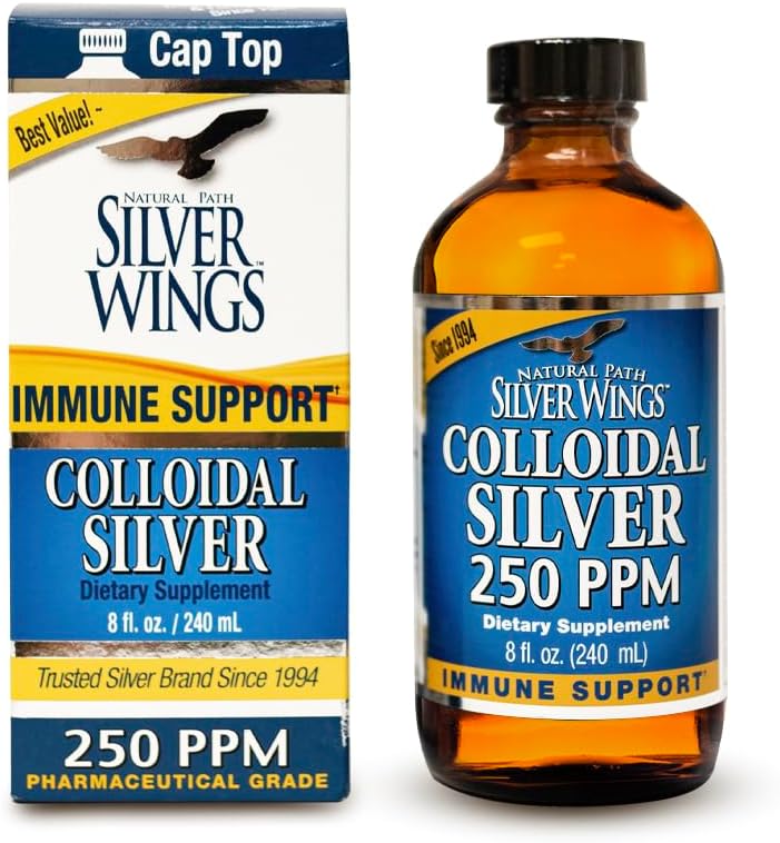 Path Natural Silver Wings Colloidal Silver Liquid - Enhanced Immune Supplemen - 250ppm (1250mcg) - 8oz