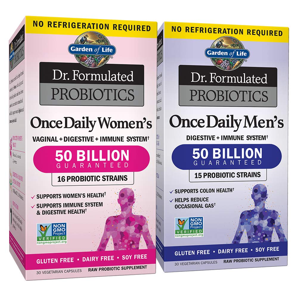 Garden of Life Probiotic Bundle: Dr. Formulated Once Daily Women 's & Women' s Progories, 50 Milyar CFU Shelf Stable, Probiotic Non-GMO Probiotic for Men & Women with Prebiotic Fiber, 30 Capsules Each
