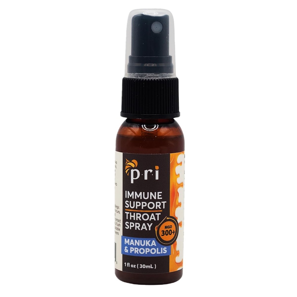 P.R.I Propolis Throat Semprot dengan Manuka Honey, Sore Throat & Imune Dukungan, Segar Peppermint Taste, 1oz