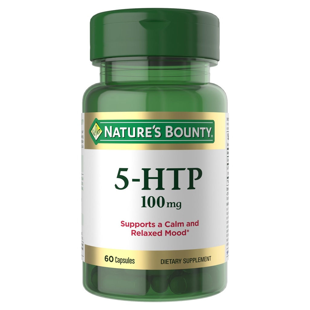 Nature 's Bounty 5-HTP Pil dan Dieter Suplemen, Mendukung Tenang dan Relaxed Mood, 100mg, 60 Kapsul