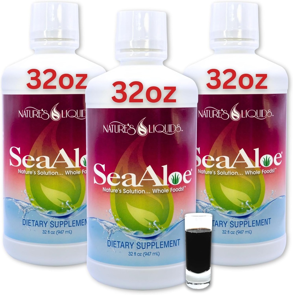 Nature 's Liquids Aloe Vera Juice Oceanic Elixir - Proprietary Botanical Blend for Thyroid, Ditraffic and Immune Support, 32Oz (Pack of 3)