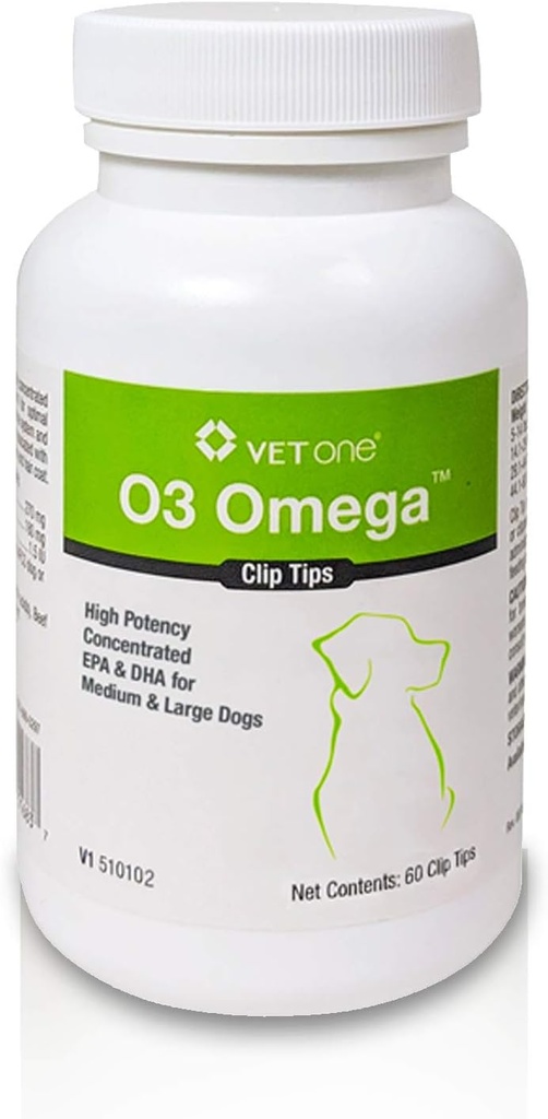 VetOne: O3 Omega ™ Clip Tips Suplemen Nutonasional dengan Omega 3 Fatty Acids - Medium dan Large Dogs (60 Count Bottle)