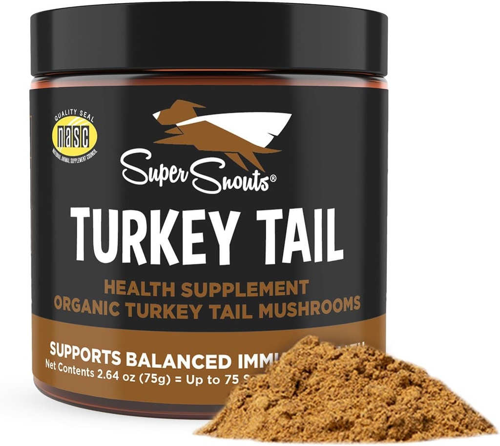 Super Snouts Turkey Tail Mushroom Powder for Dogs & Cats (2.64 oz) - Organik, dibuat di Amerika Serikat Antioksidant & Inflammation Dukungan, Dukungan Imune