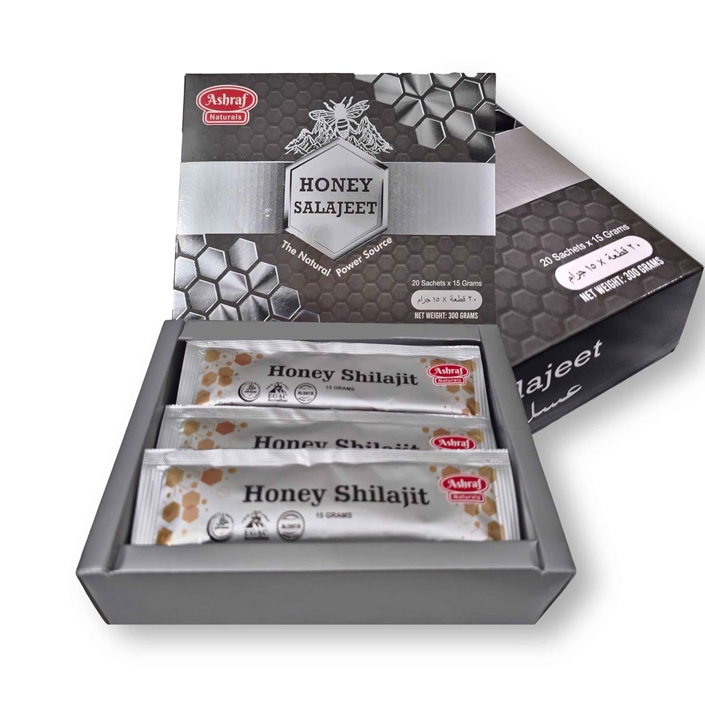 Natural Shilajit Honey Sticks 15 Gram Each 20 Sticks