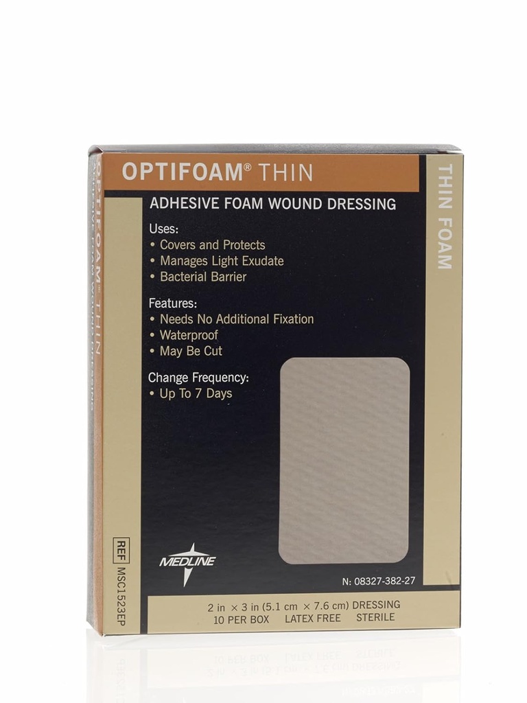 Medline Opfoam Thin Adhesive Dressings, 2 "x 3" (Paket 10)