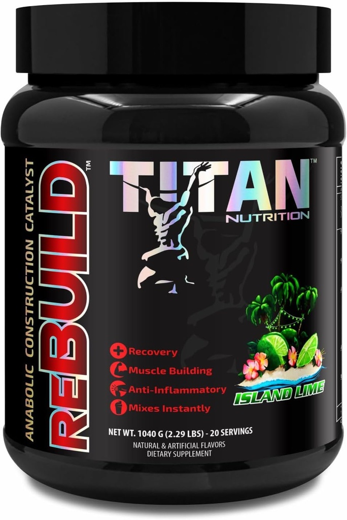 Pemulihan Nuklir Titan Post Pemulihan Kerja dengan Cluster Dextrin, Creatine, BCAA 's (Island Lime, 20 Pelayan)