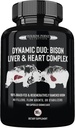 Dynamic Duo: 100% Grass- Fed Bison Liver & Heart Complex 12.4; Desicated Bison Liver and Heart Pill Suplement (Single Bottle): Made in USA