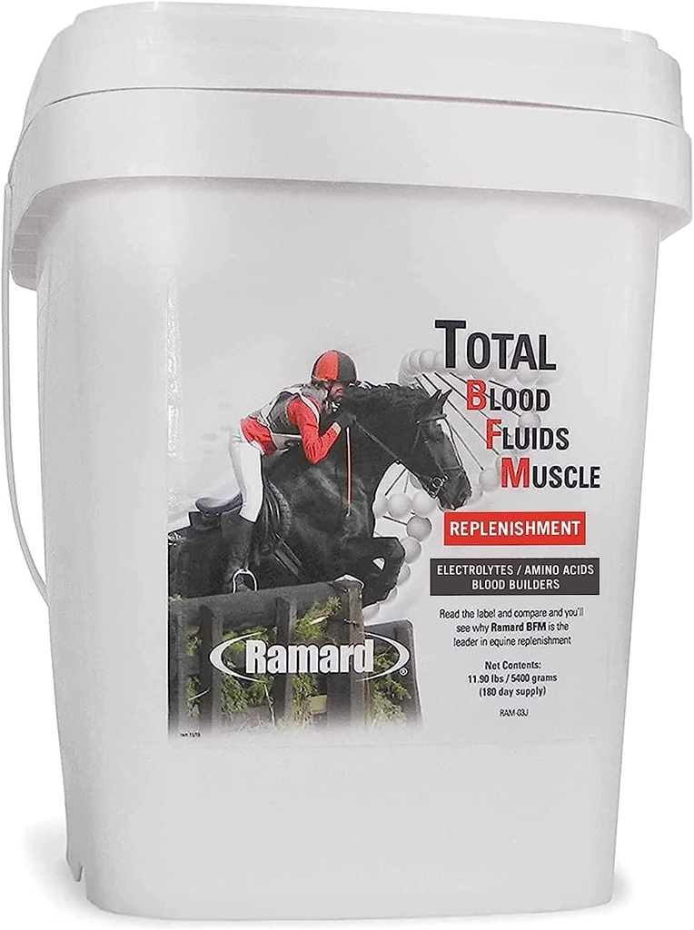 Ramard Blood Fluids, Replement Muscle untuk Kuda Race - Suplemen Kuda dengan Electrolytes, Pembangun Darah, & Muscle Builder, Persediaan Bubuk untuk Performansi Tinggi Kuda, 11.9 Ibs Tub
