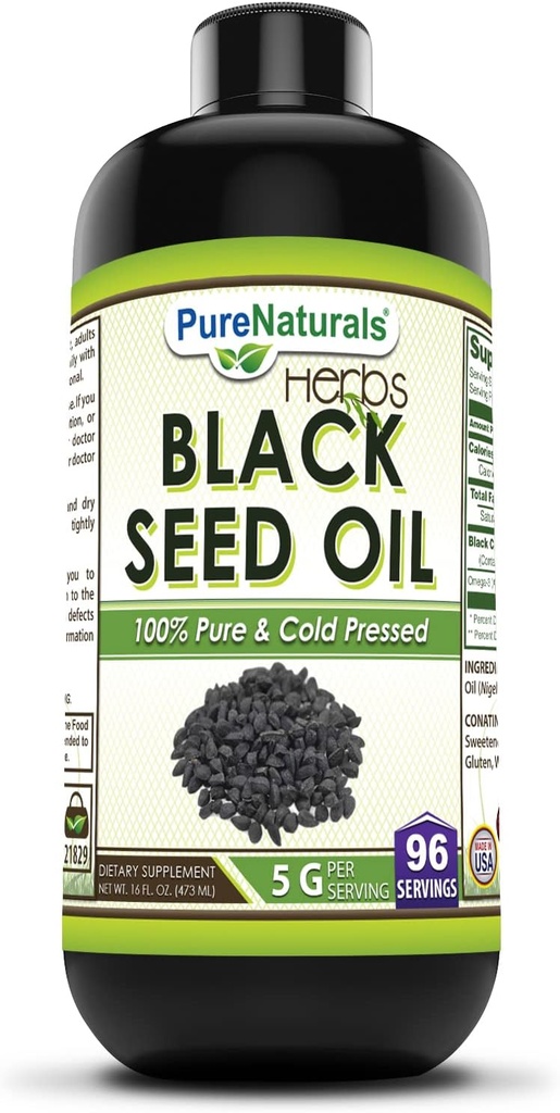 Suplemen Minyak Benih Hitam Pure 124; 16 Oz 124; 5 G Per Serving 12.4; 96 Servings Per Bottle 124; Non-GMO 124; Gluten- Gratis 124; Dibuat di AS