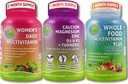 Vegan Multivitamin & Calcium Trio - Whole Food Multivitamin with Iron + Women 's Daily Multivitamin with Iron + Plant - Based Calcium, Magnesium, Zinc, D3, K2 & Turmeric - Energy, Bone & Imune Support