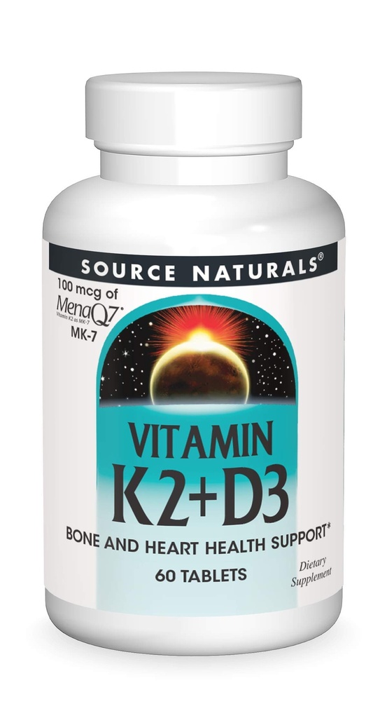 Sumber Vitamin K2 + D3 Bone & Heart Health Complex - 400 IU Vitamin D3 & 100 mcg Vitamin K2 (MK-7) dengan Kalsium - 60 Tablet