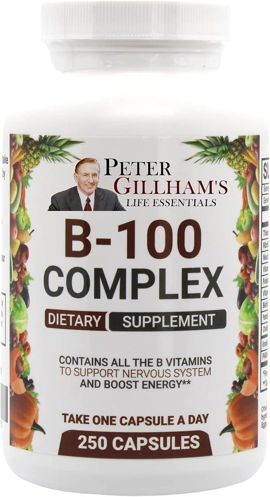 Keseimbangan Vitamin B Kompleks 100mg 250 Kapsul, Energi dan Metabolisme Dukungan. Berisi semua B Vitamin Peter Gillham,